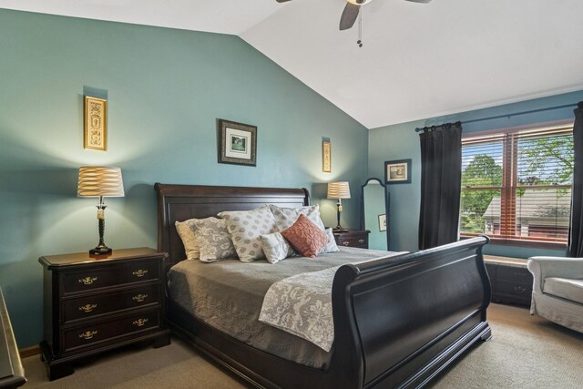 1593 Surridge Ct, Mundelein, IL 60060 - carpeted bedroom featuring lofted ceiling and a ceiling fan