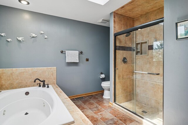 1593 Surridge Ct, Mundelein, IL 60060 - full bathroom featuring a whirlpool tub, baseboards, a shower stall, and toilet