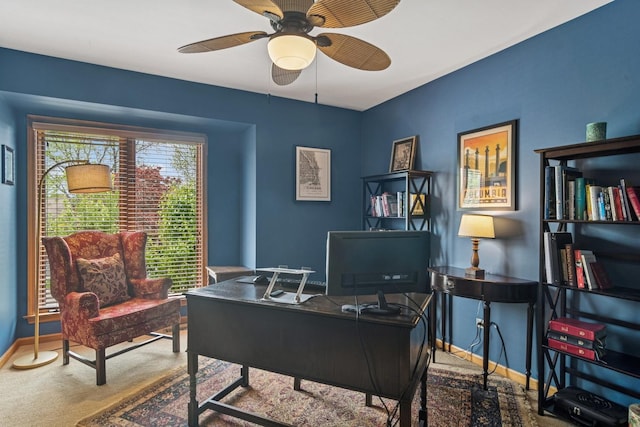 1593 Surridge Ct, Mundelein, IL 60060 - carpeted office space featuring ceiling fan and baseboards