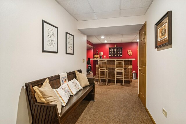 1593 Surridge Ct, Mundelein, IL 60060 - living room with a drop ceiling, a bar, carpet, and recessed lighting