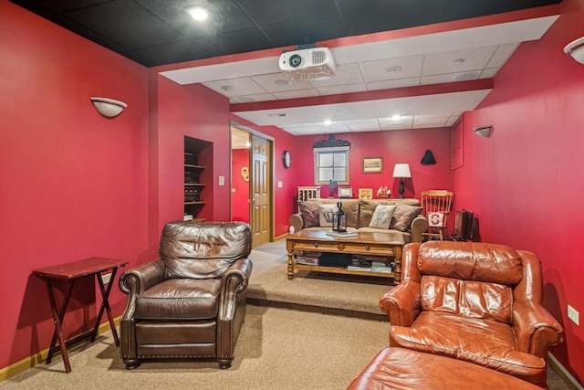 1593 Surridge Ct, Mundelein, IL 60060 - carpeted cinema featuring a paneled ceiling and baseboards