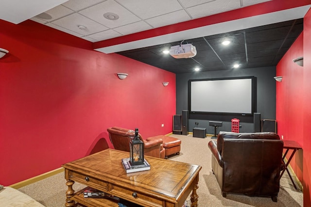 1593 Surridge Ct, Mundelein, IL 60060 - cinema room with carpet flooring, a drop ceiling, and baseboards