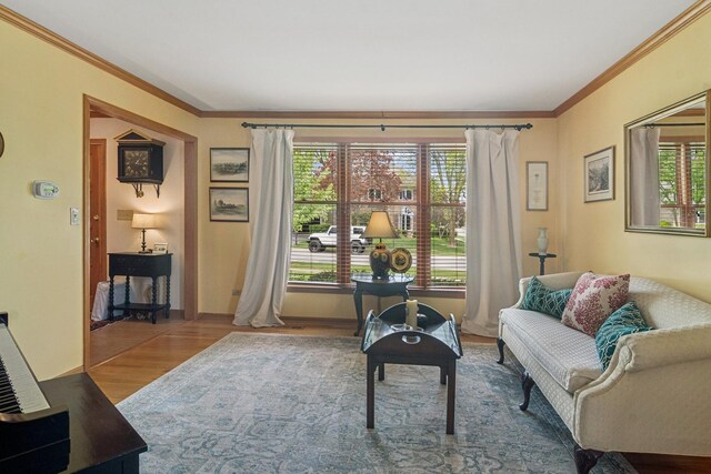 1593 Surridge Ct, Mundelein, IL 60060 - living area featuring wood finished floors, ornamental molding, and baseboards