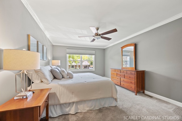833 Shiloh Cir, Naperville, IL 60540 - bedroom with ornamental molding, carpet, baseboards, and a ceiling fan