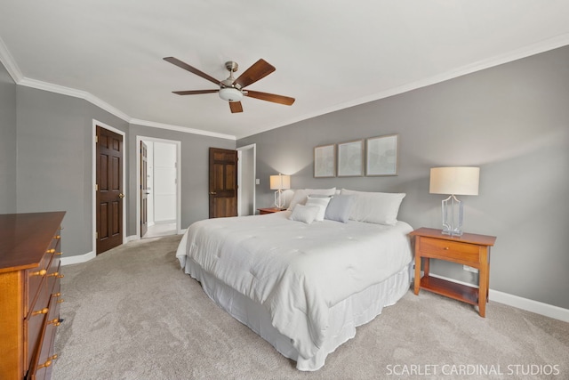 833 Shiloh Cir, Naperville, IL 60540 - bedroom featuring crown molding, light carpet, baseboards, and a ceiling fan