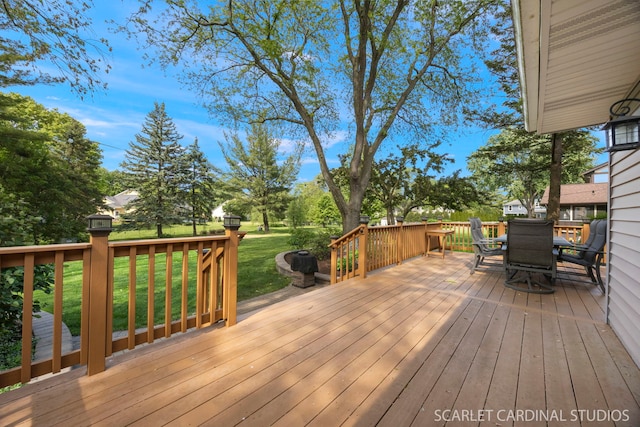 833 Shiloh Cir, Naperville, IL 60540 - wooden terrace with outdoor dining area and a lawn
