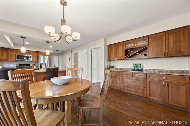 833 Shiloh Cir, Naperville, IL 60540 - dining room featuring dark wood finished floors, a chandelier, and recessed lighting