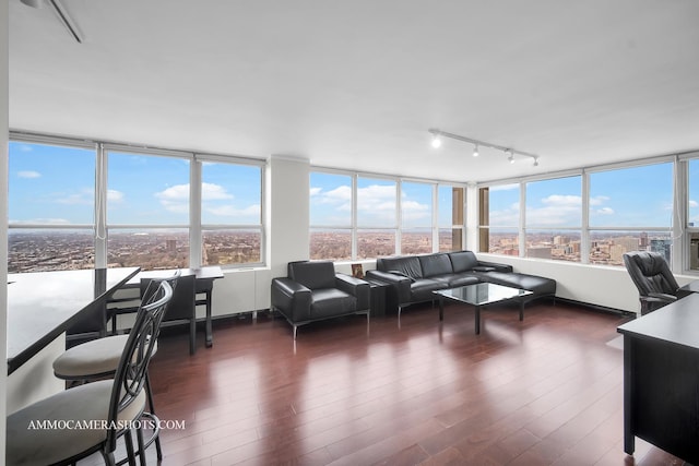 655 W Irving Park Rd Unit 3916, Chicago, IL 60613 - living area with dark wood finished floors, plenty of natural light, and rail lighting