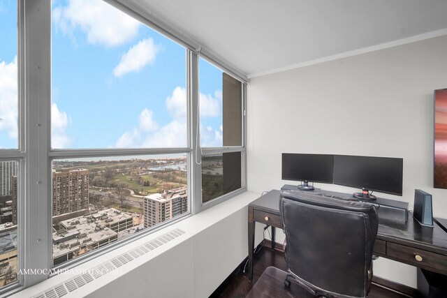 655 W Irving Park Rd Unit 3916, Chicago, IL 60613 - home office featuring wood finished floors, plenty of natural light, and crown molding