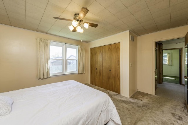 6305 247th Ave, Paddock Lake, WI 53168 - carpeted bedroom featuring a closet and ceiling fan