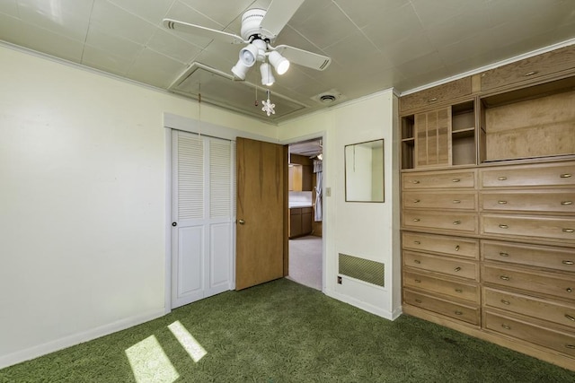 6305 247th Ave, Paddock Lake, WI 53168 - unfurnished bedroom featuring attic access, dark carpet, baseboards, and a closet