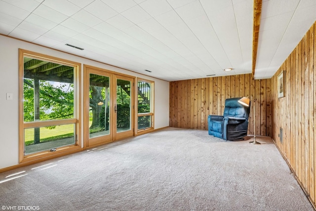 907 Division St, Barrington, IL 60010 - unfurnished living room with plenty of natural light, carpet, and wood walls
