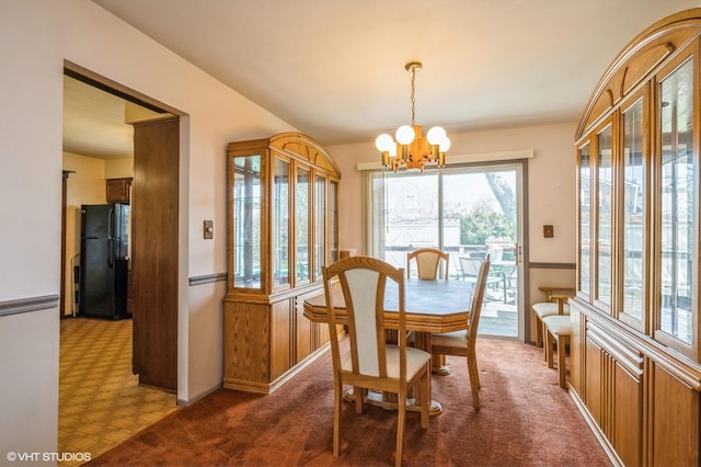 830 Silver Rock Ln, Buffalo Grove, IL 60089 - dining area with a chandelier, carpet flooring, and wainscoting