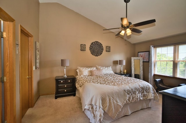 1729 Hidden Oaks Ct, Plainfield, IL 60586 - bedroom with lofted ceiling, light colored carpet, and ceiling fan