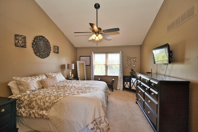 1729 Hidden Oaks Ct, Plainfield, IL 60586 - bedroom with lofted ceiling, light colored carpet, and a ceiling fan