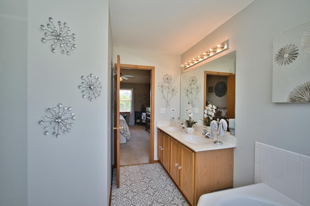 1729 Hidden Oaks Ct, Plainfield, IL 60586 - full bathroom featuring ensuite bath, a bath, double vanity, and tile patterned flooring