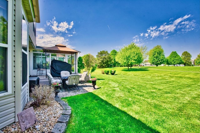 1729 Hidden Oaks Ct, Plainfield, IL 60586 - view of green lawn with a gazebo and a patio area