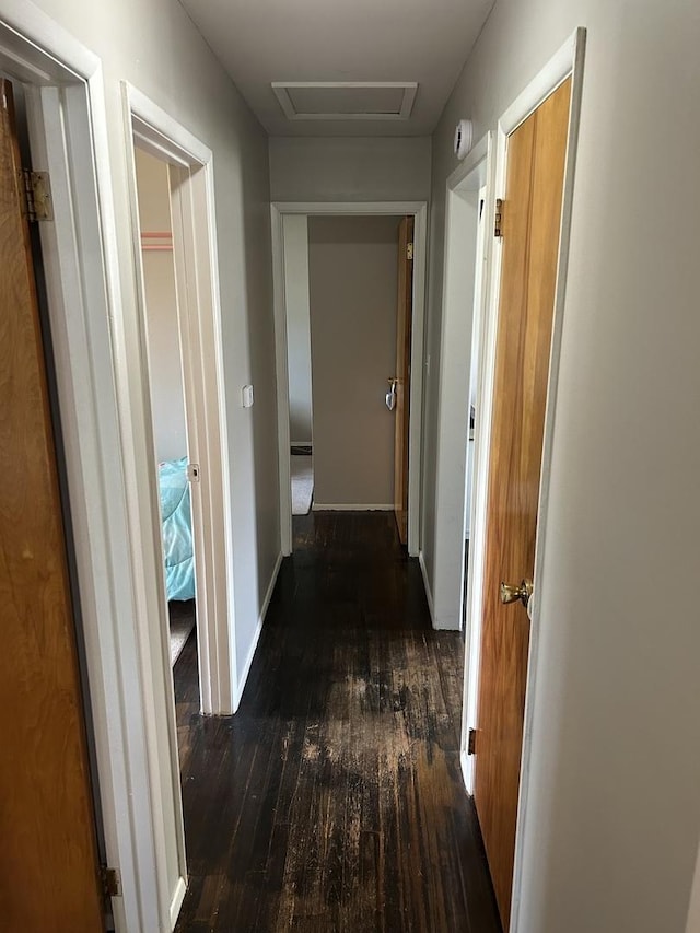 210 E Edgelawn Dr, Plano, IL 60545 - corridor featuring attic access, hardwood / wood-style flooring, and baseboards