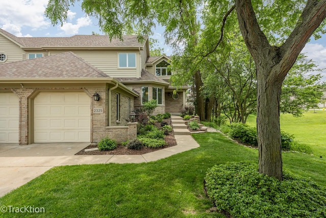 2325 Durand Dr, Downers Grove, IL 60515 - view of front facade with driveway, a garage, a front lawn, and roof with shingles