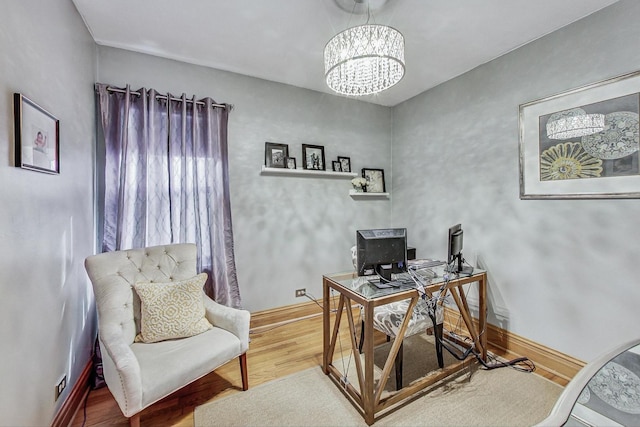 2742 N 76th Ct, Elmwood Park, IL 60707 - home office with a chandelier and wood finished floors