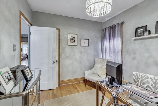 2742 N 76th Ct, Elmwood Park, IL 60707 - office space featuring a chandelier, wood finished floors, and baseboards