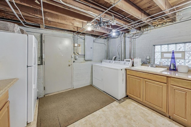2742 N 76th Ct, Elmwood Park, IL 60707 - laundry room with washer and dryer, electric panel, and cabinet space