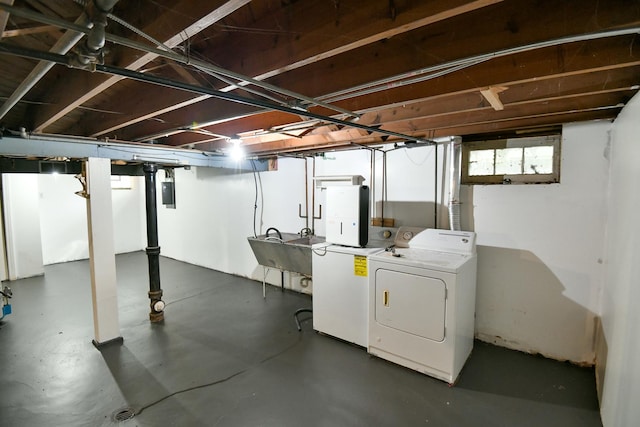 313 N Jackson St, Waukegan, IL 60085 - basement featuring washer and dryer and a sink
