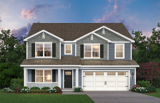 319 Snowdrop Ln, Elgin, IL 60124 - view of front of home with covered porch, a shingled roof, a garage, and driveway