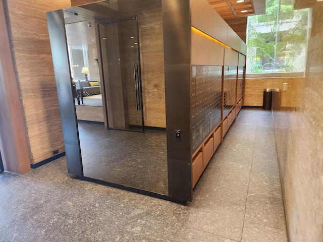 hallway with mail area