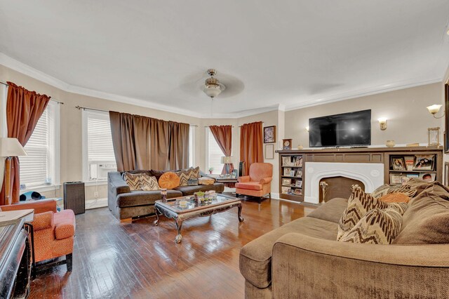 7800 S Aberdeen St, Chicago, IL 60620 - living room with ornamental molding, hardwood / wood-style floors, and a fireplace