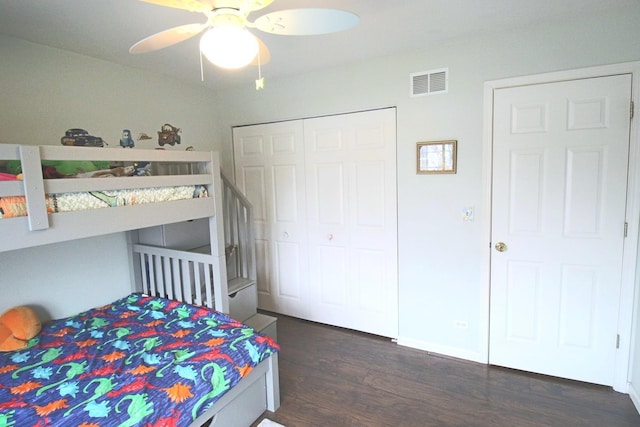 1932 Royal Ln, Aurora, IL 60503 - bedroom featuring dark wood finished floors, a closet, and ceiling fan