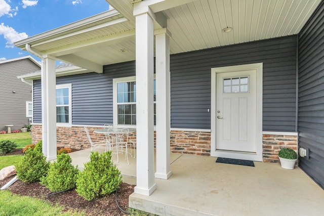 1608 E Horizon Ln, Urbana, IL 61802 - entrance to property featuring a porch and stone siding