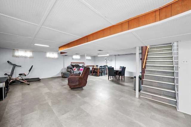 basement with stairs