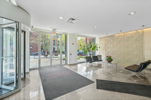 common area with recessed lighting