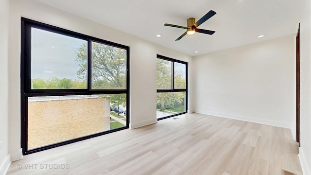 6330 Hennings Ct, Morton Grove, IL 60053 - unfurnished room featuring wood finished floors, ceiling fan, recessed lighting, and baseboards