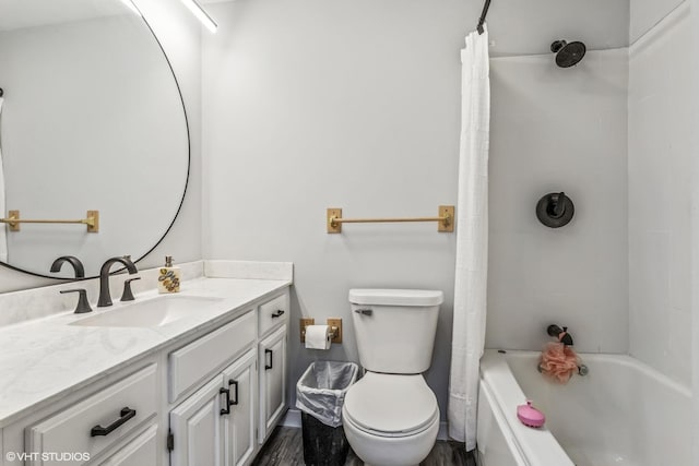 1011 Beverly Dr, Wheeling, IL 60090 - bathroom with toilet, vanity, and shower / bath combo with shower curtain