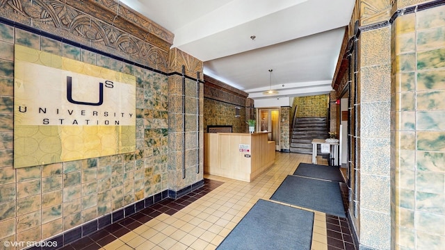welcome area featuring stairway