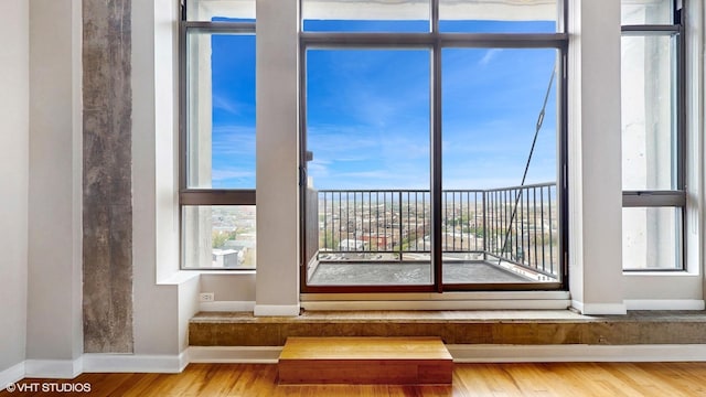 detailed view of wood finished floors and baseboards