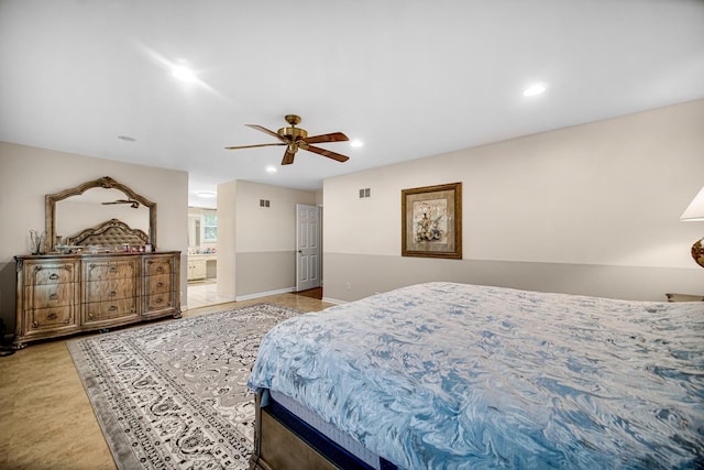 320 Brampton Ln, Arlington Heights, IL 60004 - bedroom with recessed lighting, a ceiling fan, and connected bathroom