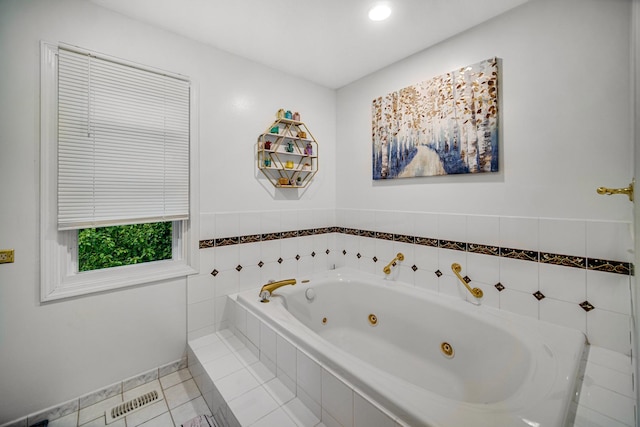 320 Brampton Ln, Arlington Heights, IL 60004 - bathroom featuring a jetted tub, tile patterned floors, and recessed lighting