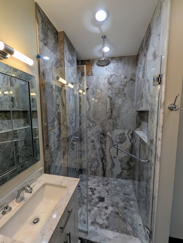 7411 S Champlain Ave, Chicago, IL 60619 - full bath featuring a marble finish shower and vanity