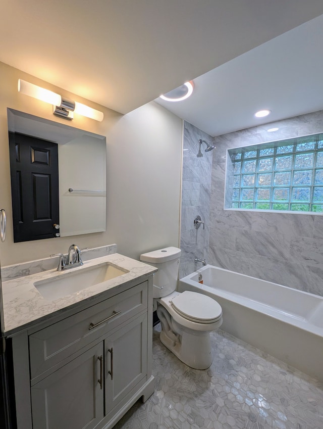7411 S Champlain Ave, Chicago, IL 60619 - bathroom featuring vanity, toilet, and shower / bath combination
