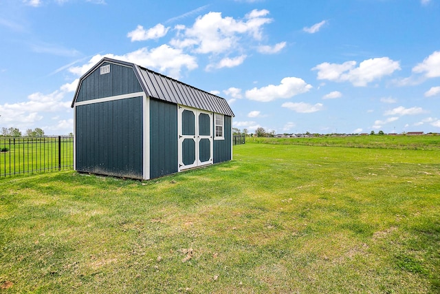 view of shed with a view of rural / pastoral area