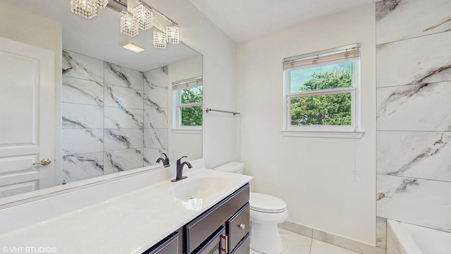 8 Georgetown Ct, Algonquin, IL 60102 - bathroom featuring vanity, plenty of natural light, toilet, and tile patterned flooring