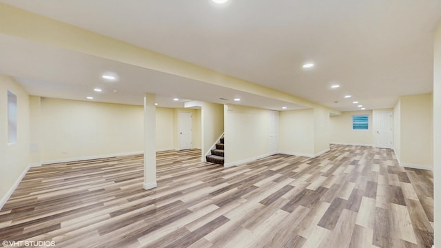 8 Georgetown Ct, Algonquin, IL 60102 - finished below grade area featuring stairway, recessed lighting, light wood-style floors, and baseboards