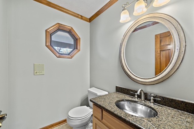 4302 Fox Creek Dr, Crystal Lake, IL 60012 - half bath featuring ornamental molding, toilet, and vanity