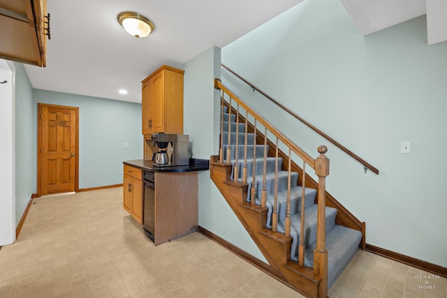 4302 Fox Creek Dr, Crystal Lake, IL 60012 - stairway with baseboards, tile patterned floors, and recessed lighting