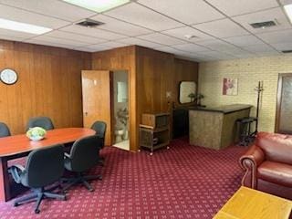 75 6th Ave Unit 209, La Grange, IL 60525 - office space with carpet flooring, wooden walls, and a drop ceiling