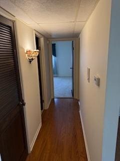 75 6th Ave Unit 209, La Grange, IL 60525 - hallway featuring baseboards, wood finished floors, and a paneled ceiling