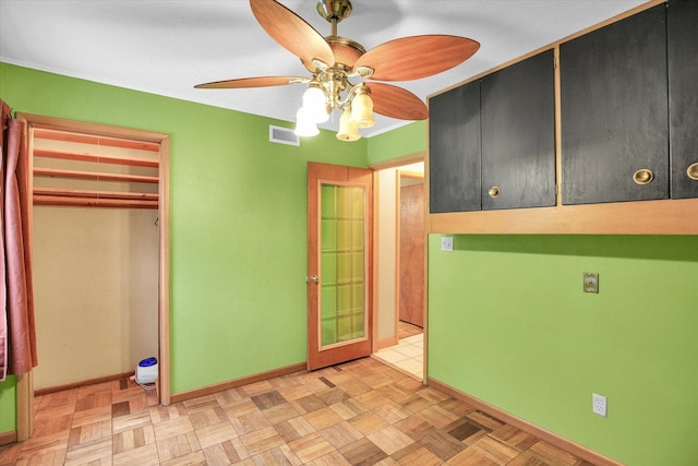 2109 Grange Dr, Urbana, IL 61801 - kitchen featuring baseboards and a ceiling fan